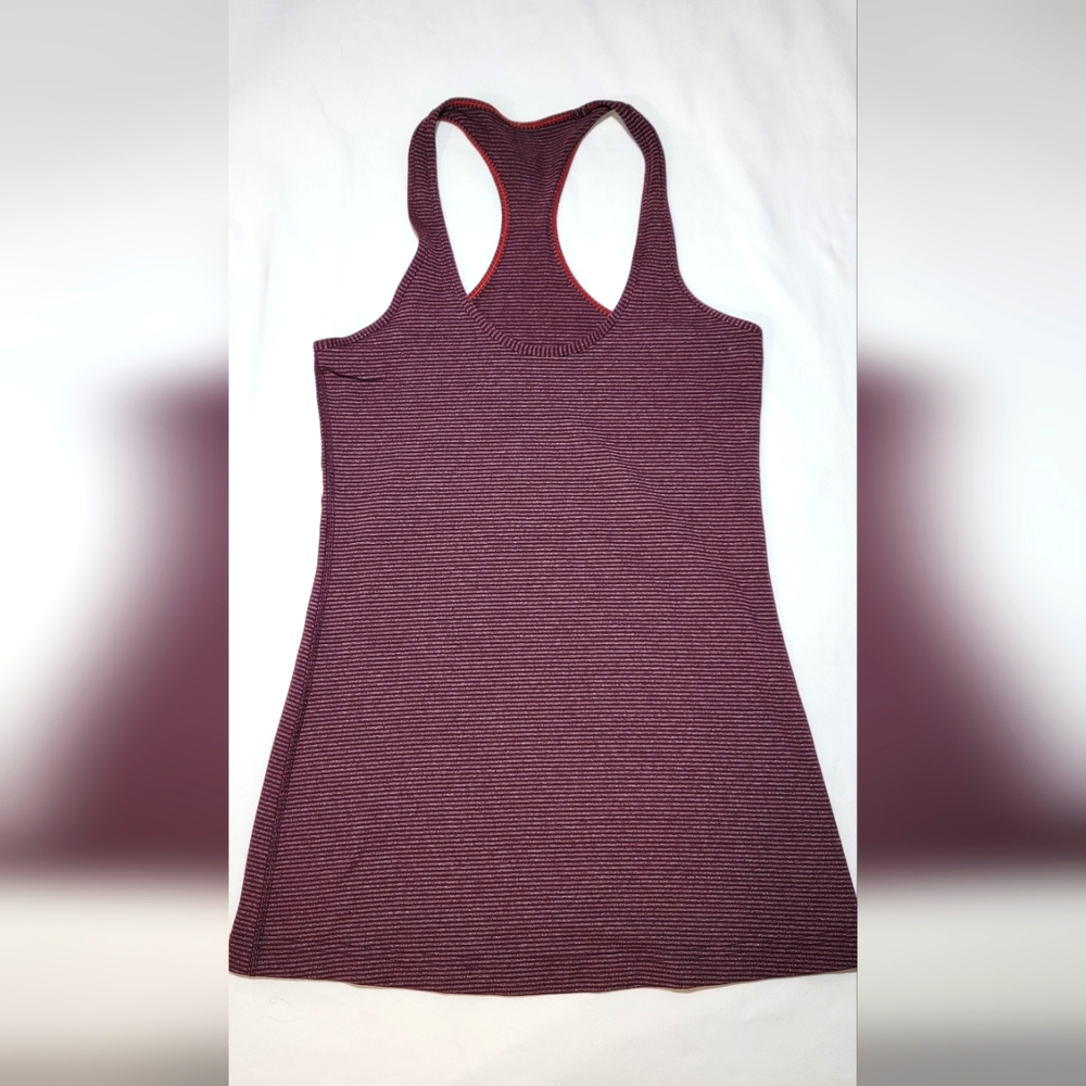 Lululemon Burgundy Striped Cool Racerback Tank Size 6